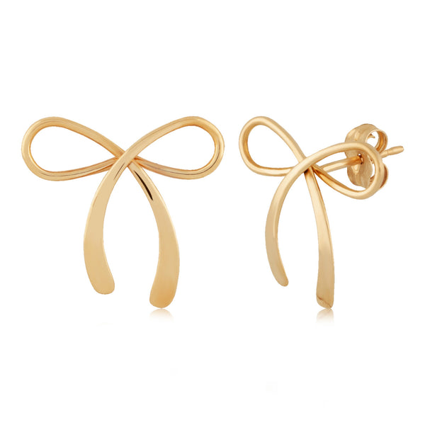 14K Gold Bow Stud Earrings