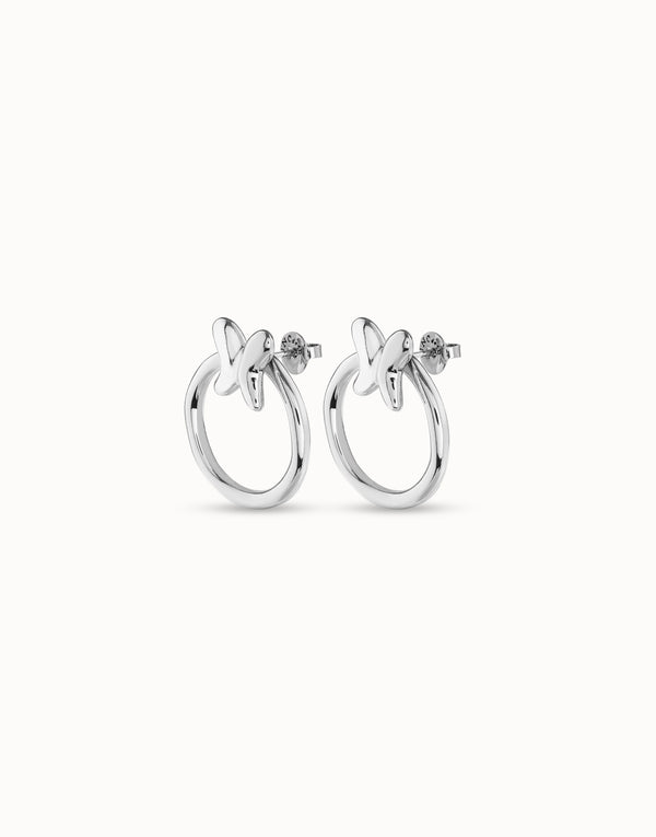 UNOde50 Silver Circle with Detachable Butterfly Earrings