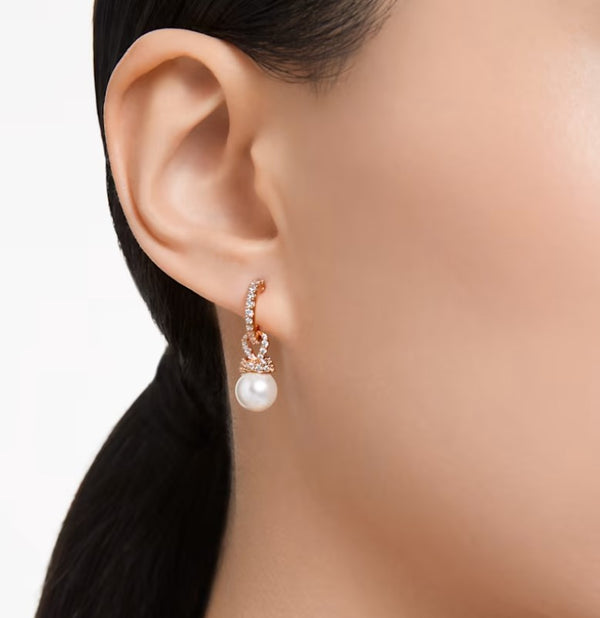 Swarovski Originally Pearl Drop Earrings - Rose Gold Plated