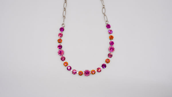 Mariana Silver Tone Pink & Orange Fancy Necklace