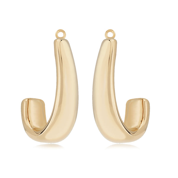 14K Gold - Small Flat Edge "J" Hoop Earrings