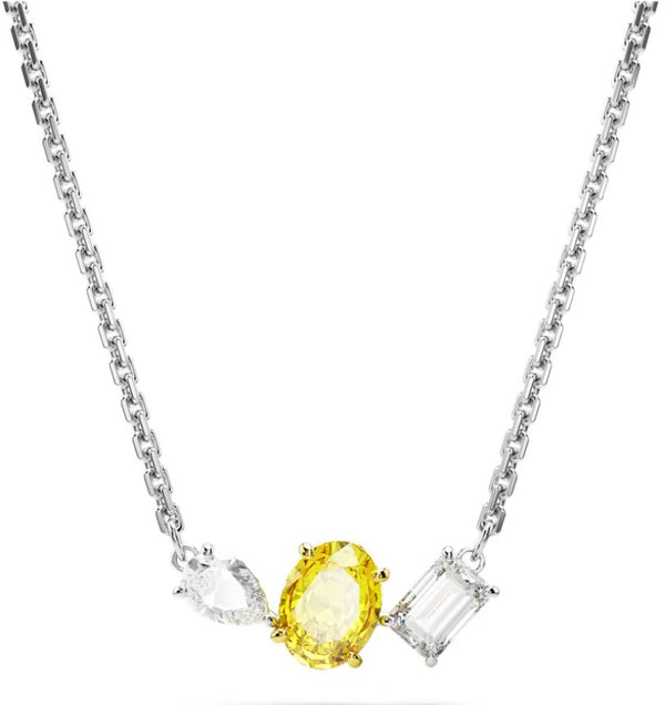 Swarovski Mesmera Necklace with Yellow & Clear Stones - Rhodium Plated