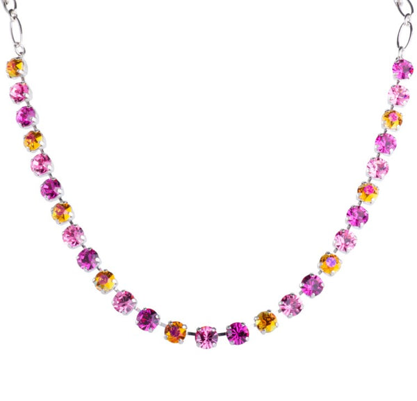 Mariana Silver Tone Necklace with Fuchsia, Astral Pink, and Rose Crystals