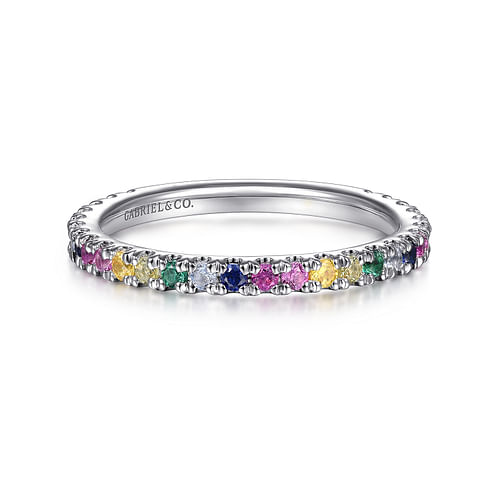 Rainbow Color Stone Stackable Ring