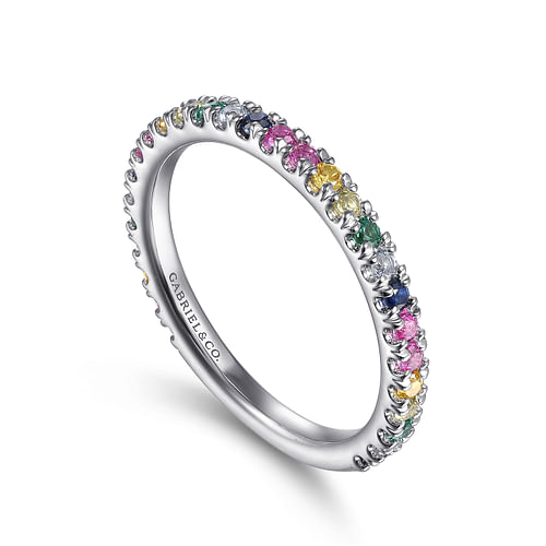 Rainbow Color Stone Stackable Ring