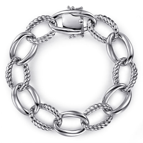 Silver Rope Chain Link Bracelet