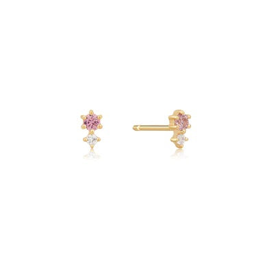 White And Pink Sapphire Stud Earrings