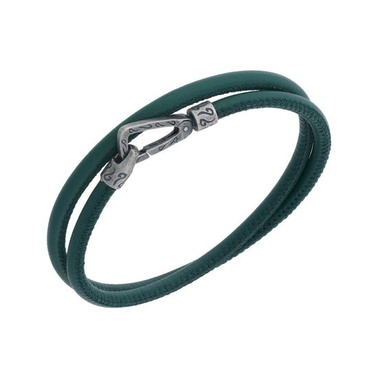 Green Lash Double Wrap Woven Leather Bracelet