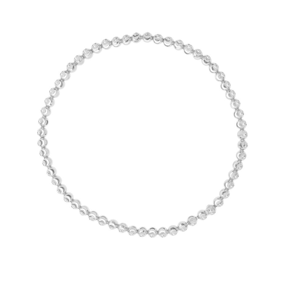 14K White Gold Stretchable Moon Cut Bracelet