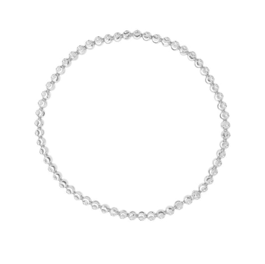 14K White Gold Stretchable Moon Cut Bracelet