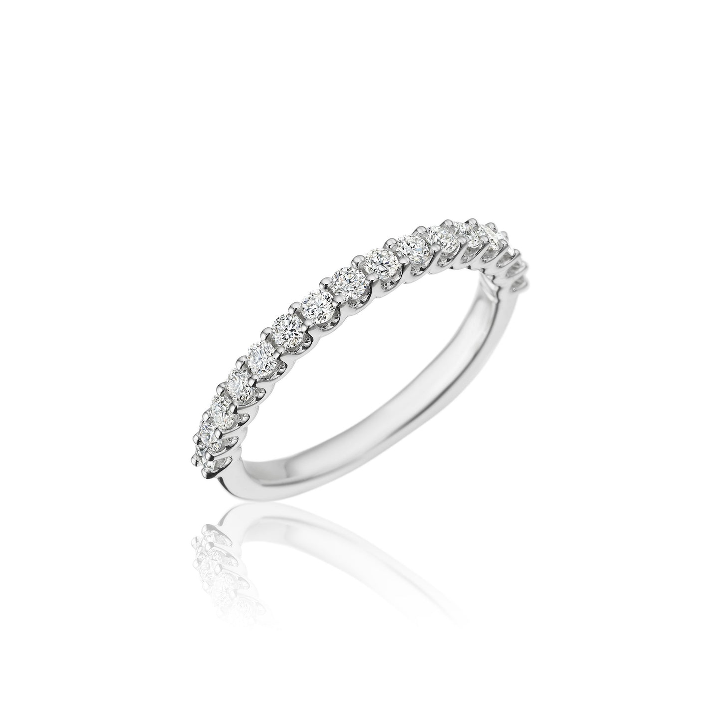 14K White Gold Shared Prong Diamond Wedding Band