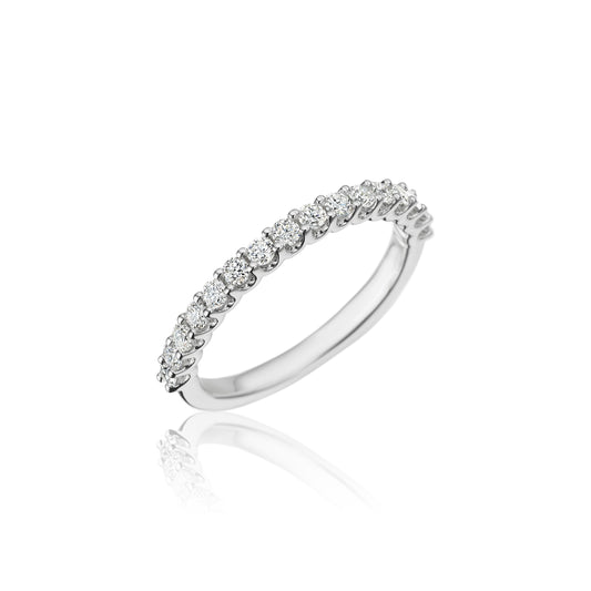 14K White Gold Shared Prong Diamond Wedding Band