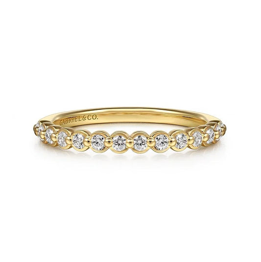 14K Yellow Gold Diamond Wedding Band .29Ctw