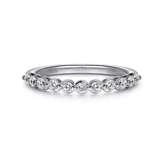 14K White Gold Single Prong Diamond Wedding Band