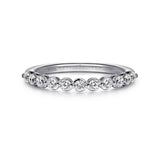 14K White Gold Single Prong Diamond Wedding Band