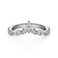 14K White Gold Curved Marquise & Round Diamond Anniversary Band