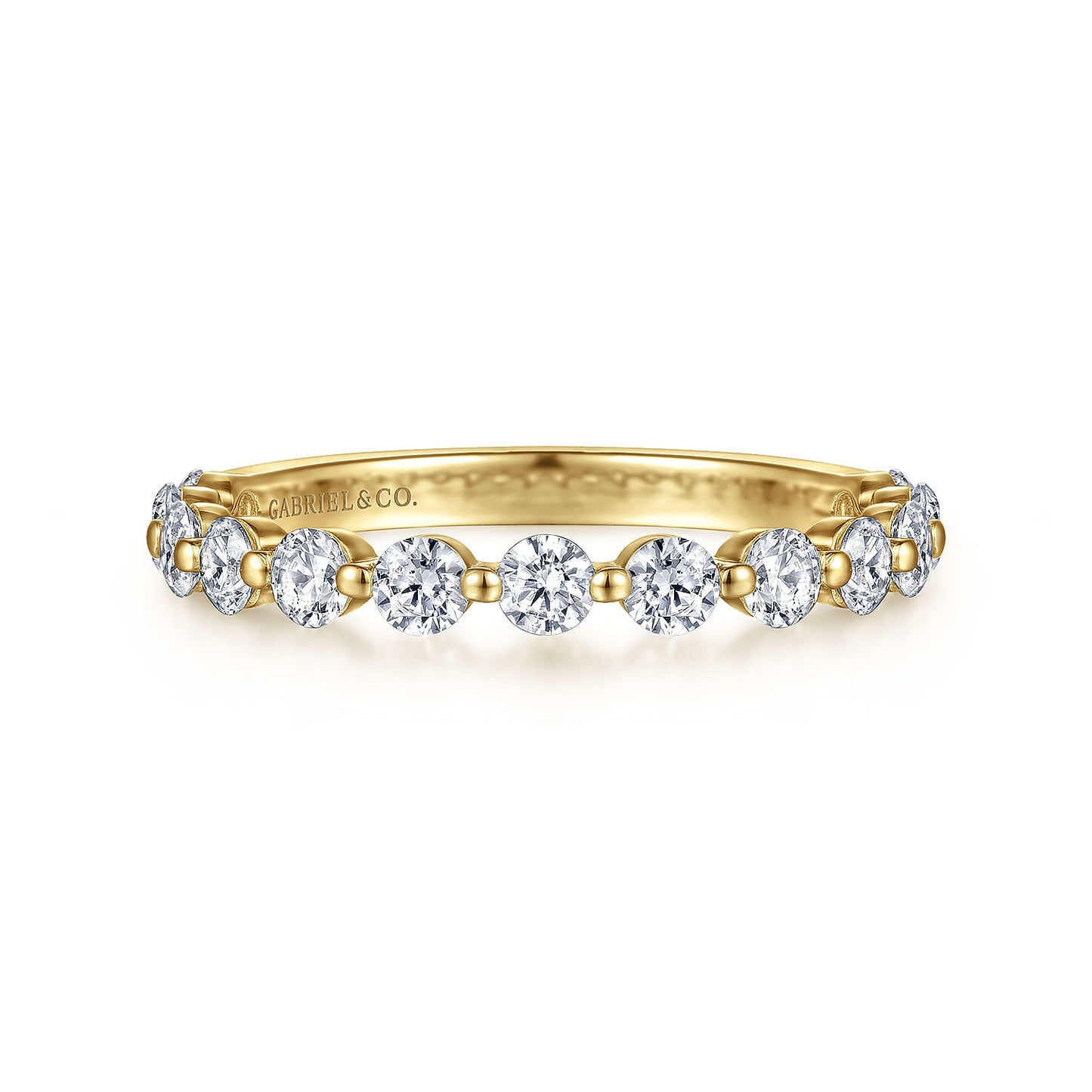 14K Single Prong Diamond Wedding Band