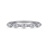 14K White Gold Horizontal Marquise Diamond Anniversary Band