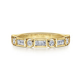 14K Bezel Set Baguette & Round Diamond Anniversary Band