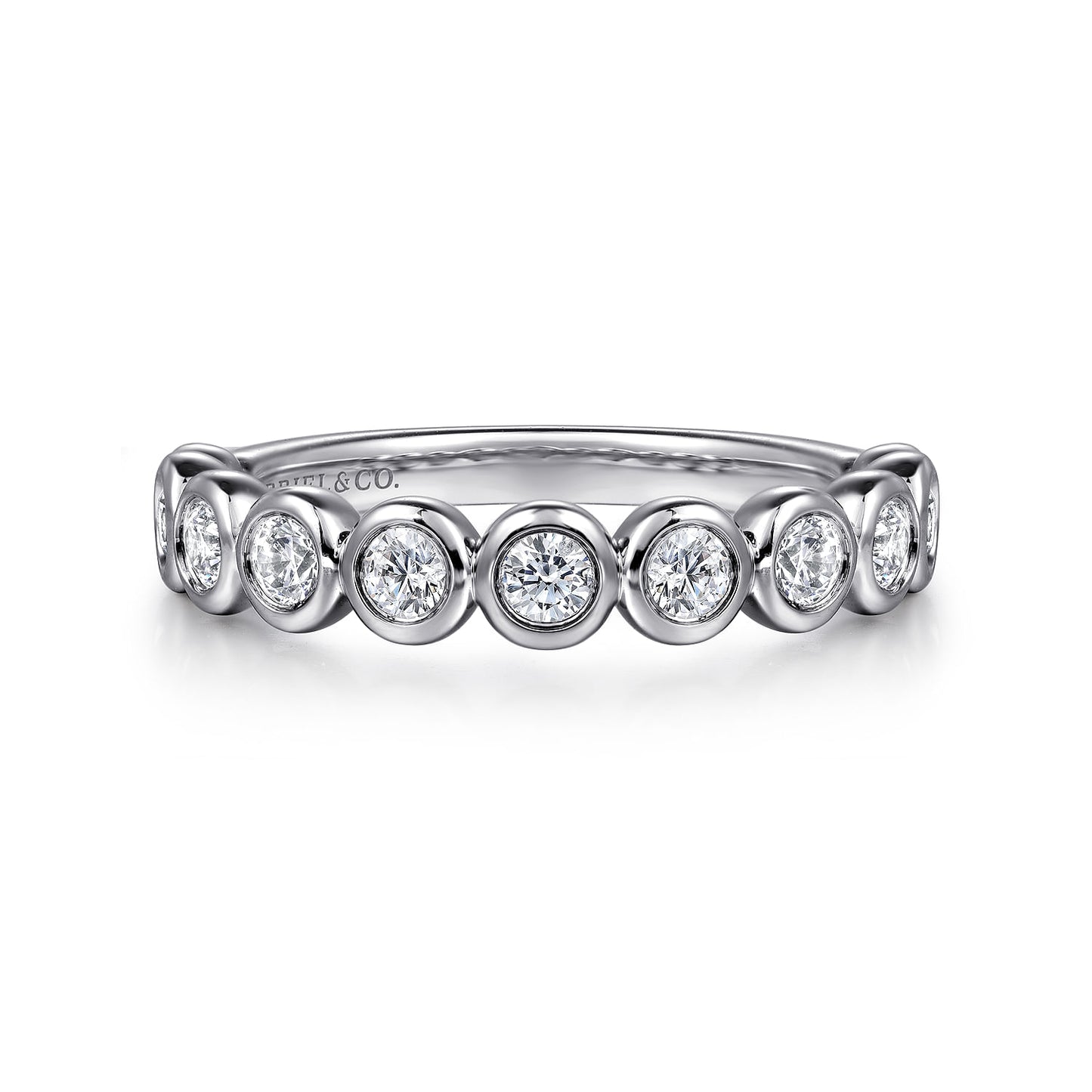 14K White Gold Bezel Set Diamond Anniversary Band