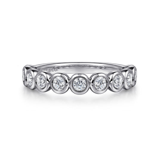 14K White Gold Bezel Set Diamond Anniversary Band