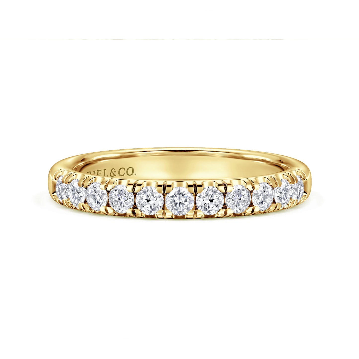 14K Yellow Gold French Pave Diamond Wedding Band