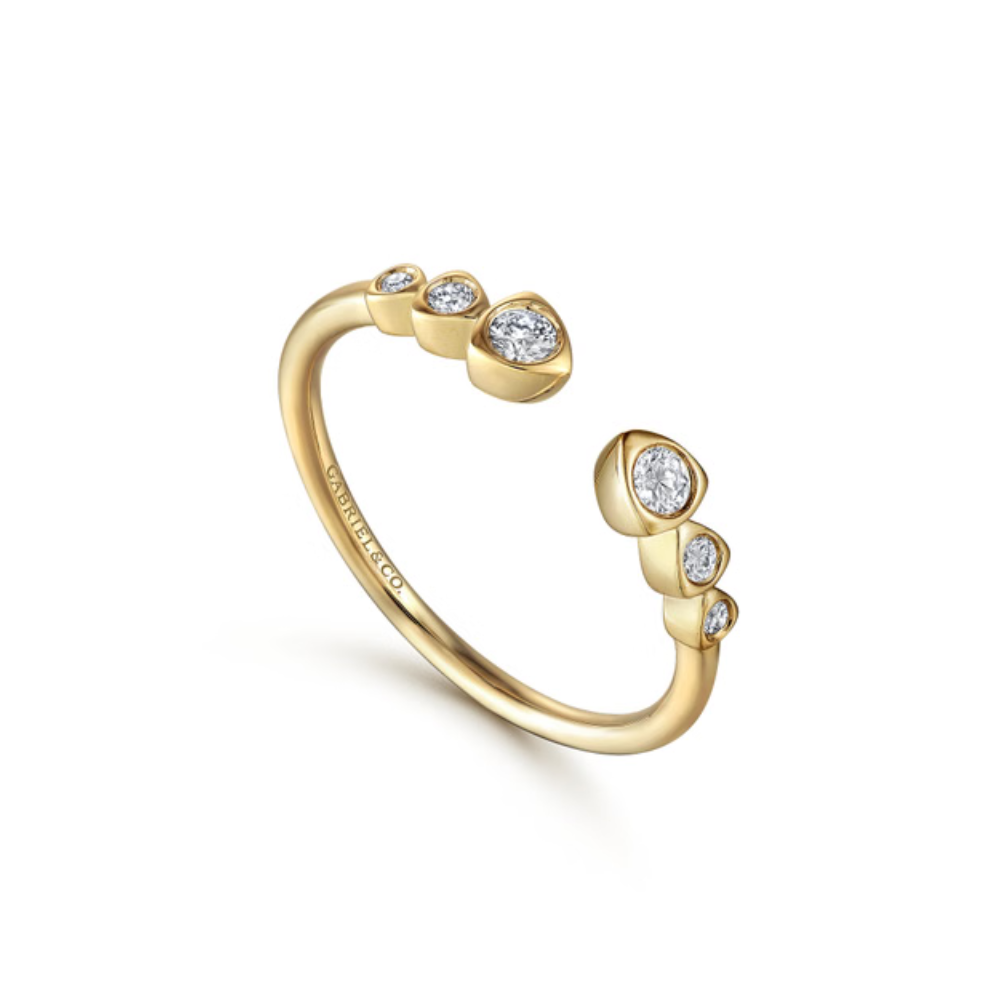 14K Yellow Gold Bezel Set Diamond Split Stackable Ring