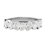 14K White Gold Lab Grown Multi Shape Diamond Bezel Luxe Band