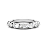 14K White Gold Lab Grown Round & Marquise Diamond Single Prong Luxe Band
