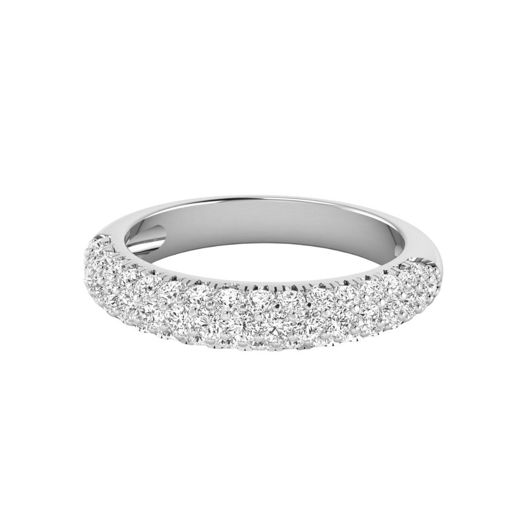 14K White Gold Lab Grown Diamond Domed Pave Luxe Band