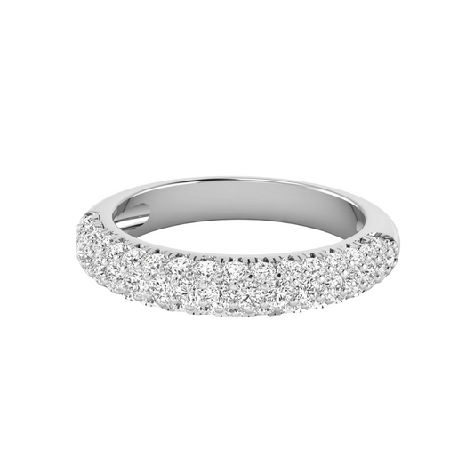 14K White Gold Lab Grown Diamond Domed Pave Luxe Band