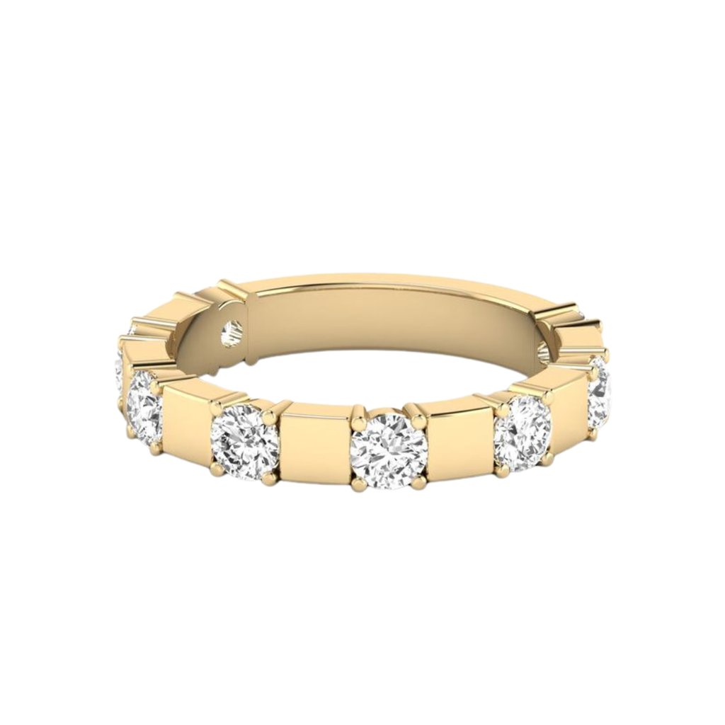 14K Yellow Gold Lab Grown Round Diamond Station Luxe Band