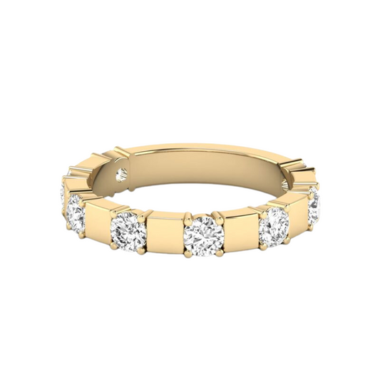 14K Yellow Gold Lab Grown Round Diamond Station Luxe Band
