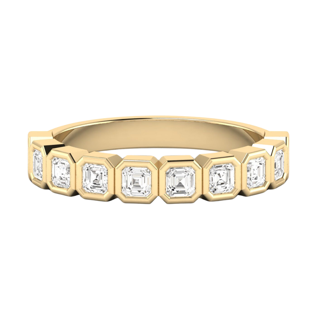 14K Yellow Gold Lab Grown Asscher Cut Diamond Bezel Luxe Band