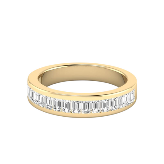 14K Yellow Gold Lab Grown Emerald Cut Diamond Channel Luxe Band