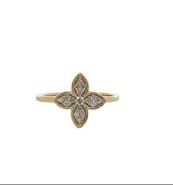 14K Milgrain Floral Diamond Ring
