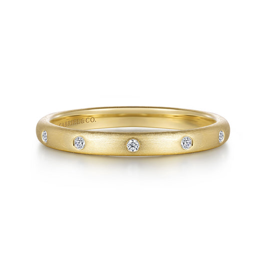 14K Yellow Gold Diamond Stackable Band
