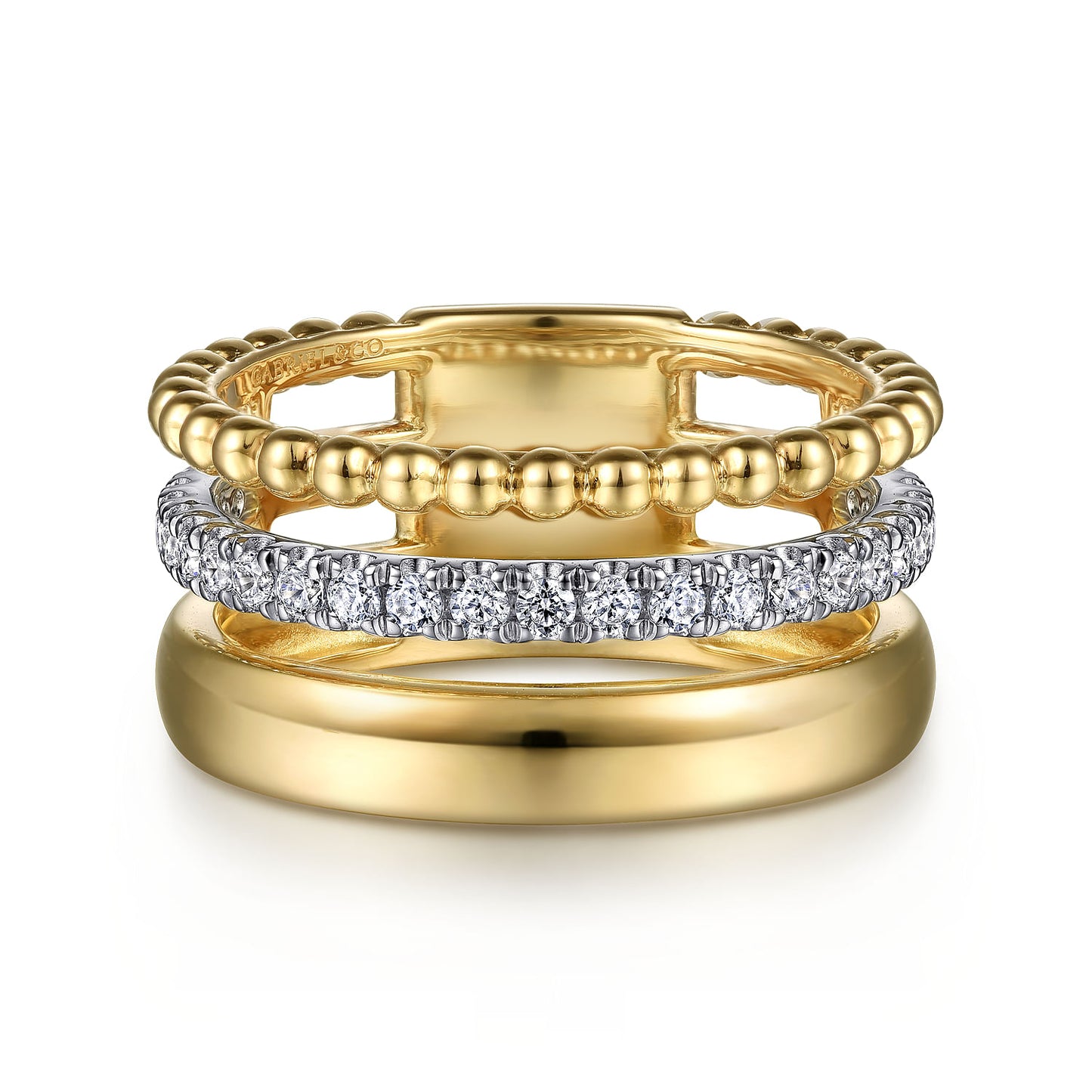 14K Yellow & White Gold Diamond Bujukan Easy Stackable Band