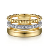 14K Yellow & White Gold Diamond Bujukan Easy Stackable Band