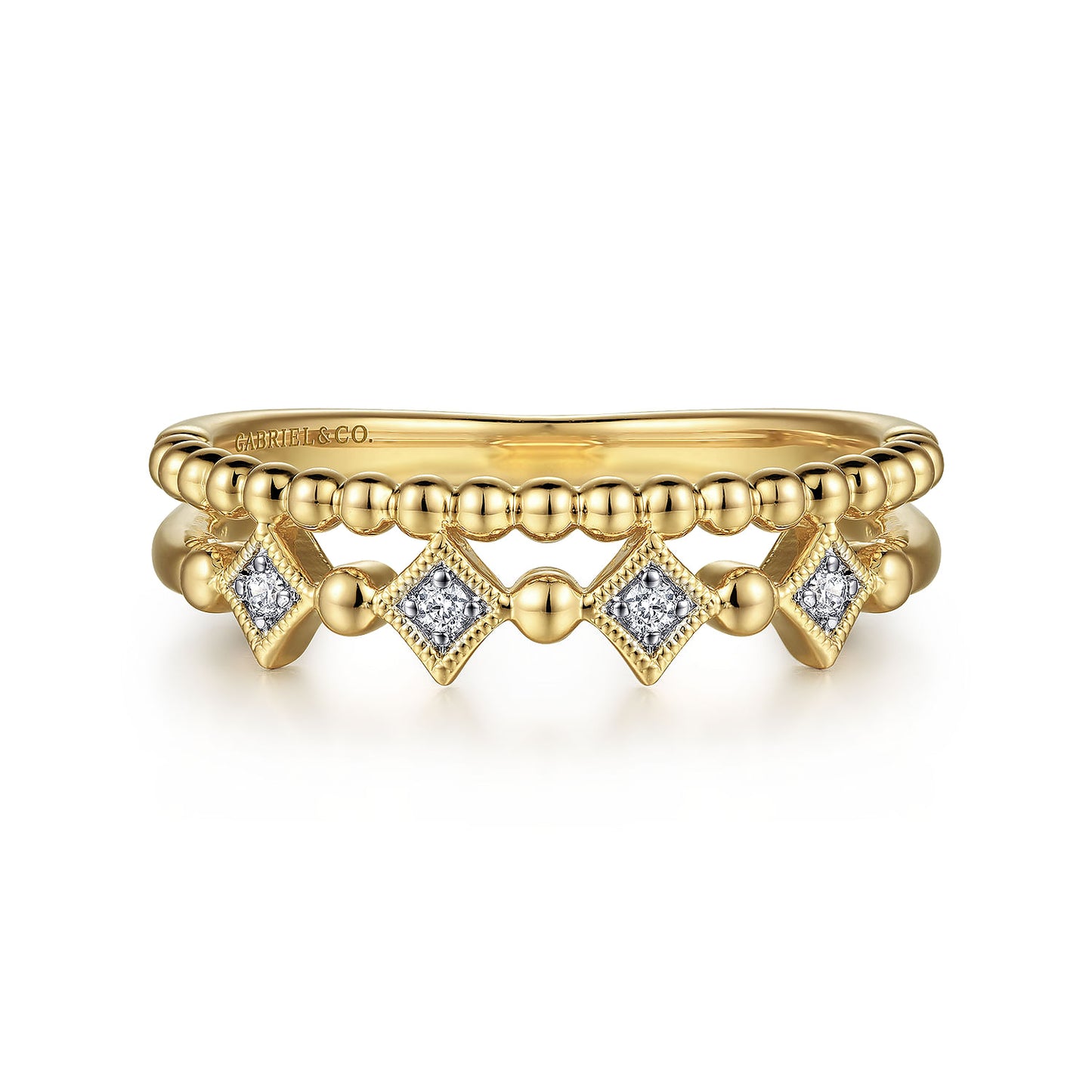 14K Yellow Gold Diamond Easy Stackable Bujukan Ring