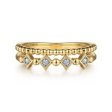 14K Yellow Gold Diamond Easy Stackable Bujukan Ring