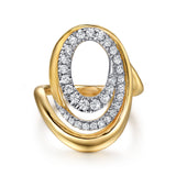 14K Yellow & White Gold Diamond Swirl Ring