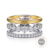 14K White & Yellow Graduating Diamond Easy Stackable Ring