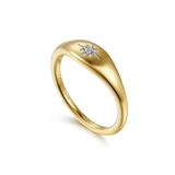 14K Diamond Signet Ring