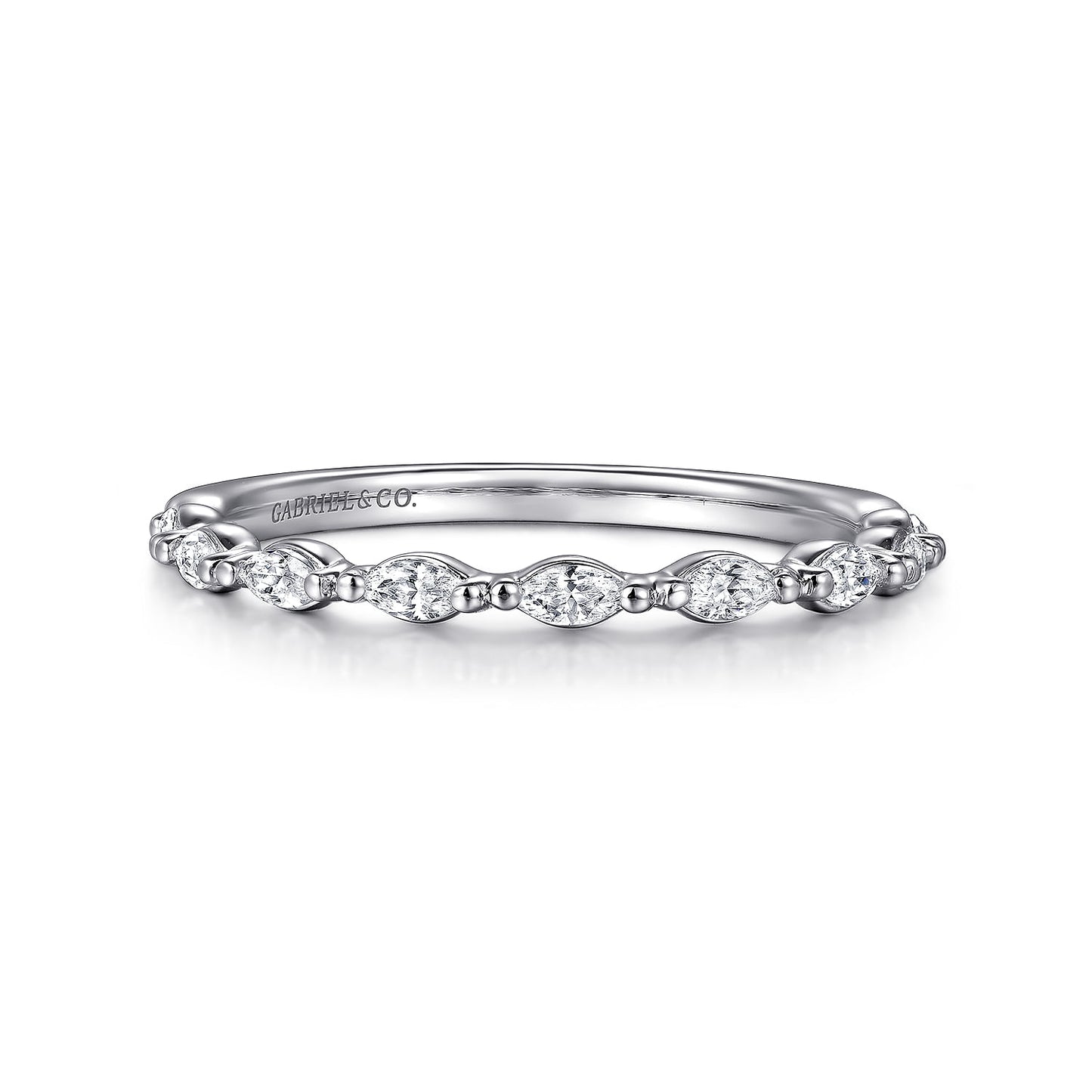 14K White Gold Marquise Diamond Wedding Band