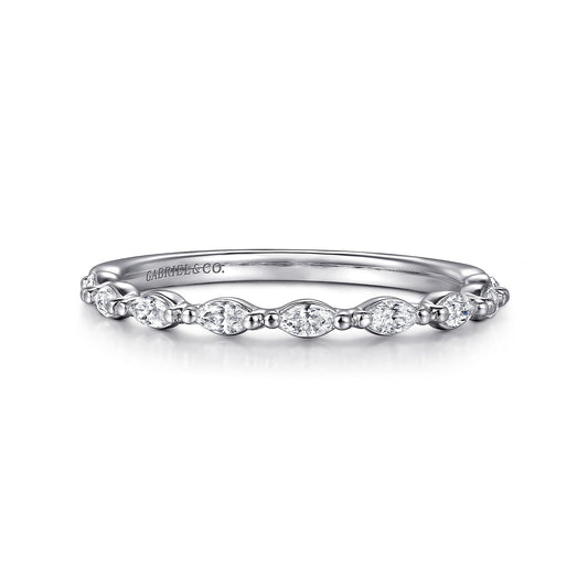 14K White Gold Marquise Diamond Wedding Band