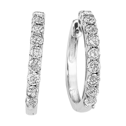 14K Diamond Hoop Earrings 1.00Ctw