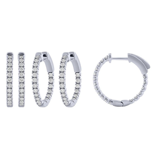14K Inside-Out Diamond Hoop Earrings 0.50Ctw