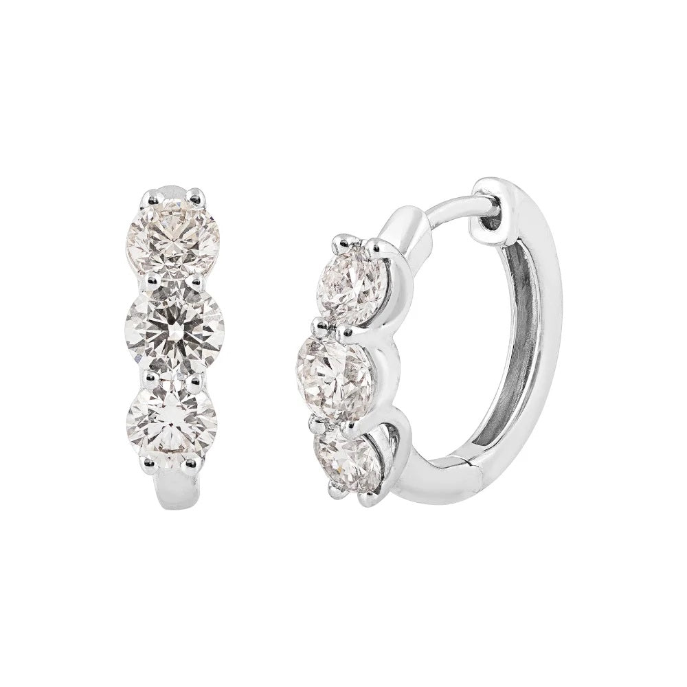 14K Diamond Huggie Earrings 1.00ctw