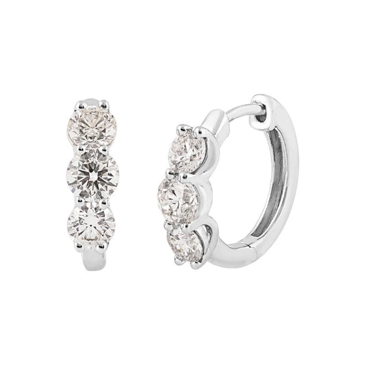 14K Diamond Huggie Earrings 1.00ctw
